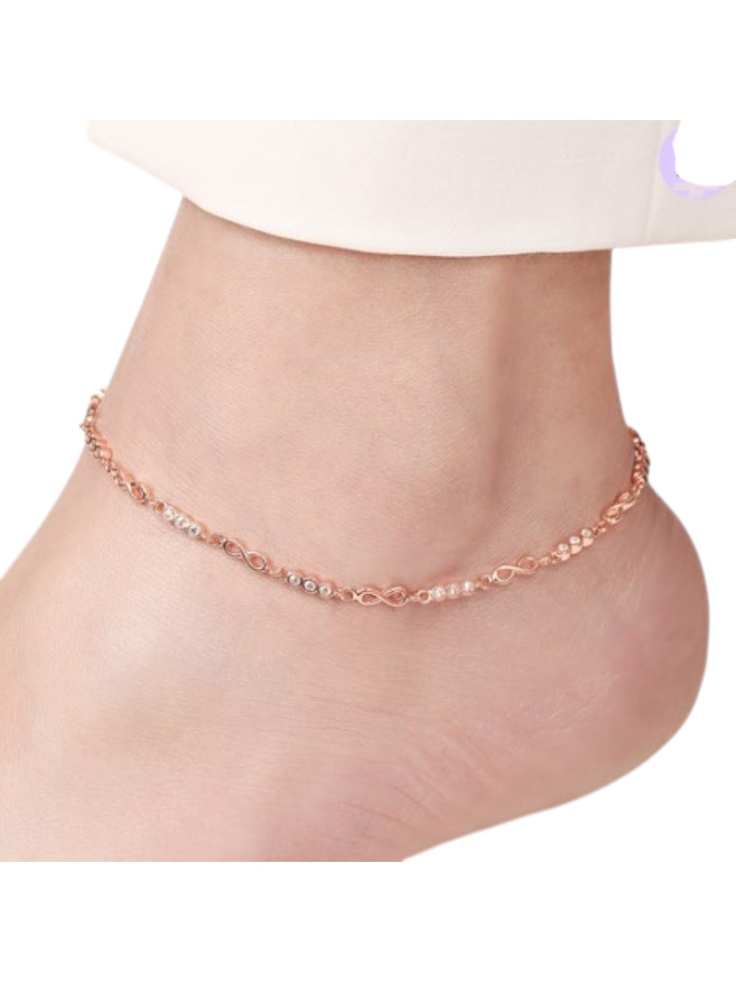 Infinite Sparkle Rose Gold-Plated 925 Sterling Silver Anklet By Kesardeep Impex For Women